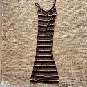 Wild Fable Black and Brown Striped Maxi Dress